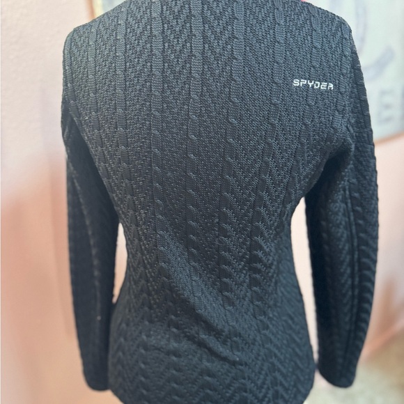 Spyder Black Zip-Up Cable Knit Women's Cardigan - Picture 4 of 7